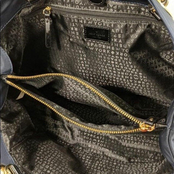 Kate Spade Navy Blue/Black Tote Bag with Gold Hardware - Picture 3 of 4